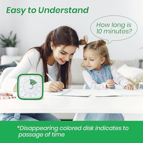 Yunbaoit Dinosaur Visual Timer for Kids, 60-min Countdown Timer, Green