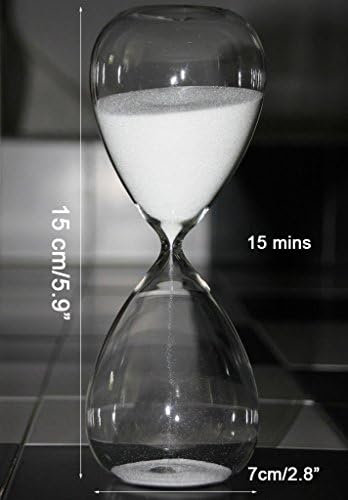 Large Fashion Colorful Sand Glass Sandglass Hourglass Timer Clear Smooth Glass Measures Home Desk Decor Xmas Birthday Gift (15 Minutes, White)