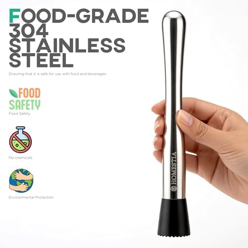 Homestia 10 Inch Muddler for Cocktails, Cocktail Muddler for Lemonade
