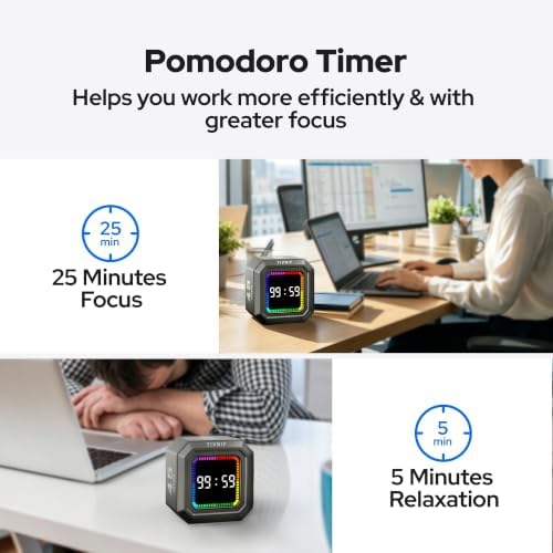 Kitchen Timer Visual Timer for Kids Color Display Gravity Sensor Cube