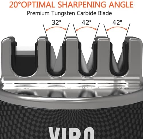 VIRO Compact Suction Kitchen Chef Knife Scissors Sharpener for Straight & Serrated Knives, 4-Stage Knife Sharpening Tool Helps Repair and Restore Blades (Black)