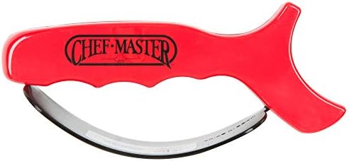 Hand-Held Kitchen Knife Sharpener for Chef Knives (1 Pack) – Professional Grade Tool with Reversible Carbide Blades, Stainless Steel & Safety Finger Guard - Knife Sharpening Use by Chef Master 90015