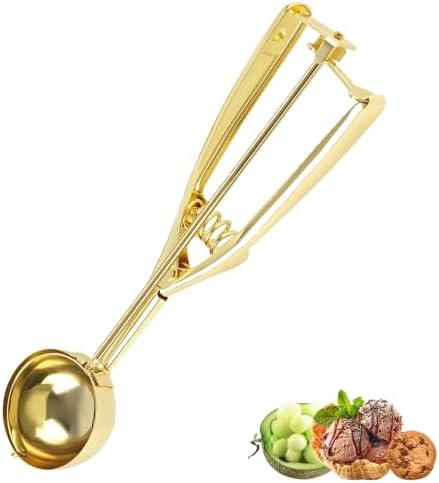 Ice Cream Scoop with Trigger Release, 304 Stainless Steel Cookie Scoops for Baking & Food Prep, Easy to Clean Dishwasher Safe Scooper for Ice Cream, Cookie Dough, Cupcakes, Fruit and Meatballs（S)