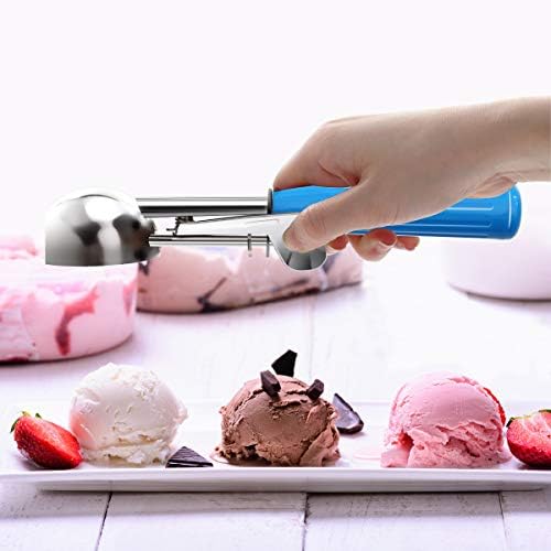 TOPKITCHEN Commercial-Grade Ice Cream Scoop 2 oz, 18/8 Stainless Steel Cookie Scoop with Plastic Handle, Portion Control Disher Scoop for Bakeries, Restaurants & Dessert Shops, #16, Blue