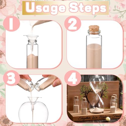 Sliner Unity Sand Ceremony Kit Unity Hour Glass for Wedding, 7 Pcs, Fresh