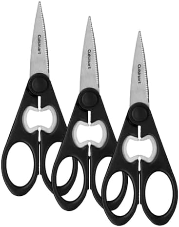 Cuisinart Shears, 8 Inch Kitchen Scissors, Black (Pack of 3)