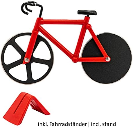 Westmark Fuentez 13292260 Pizza Cutter in Bicycle Look with Stand Stainless Steel/Plastic Black/Red