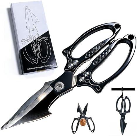 Titanium Kitchen Shears Heavy Duty Stainless Steel Multipurpose Scissors for Chicken, Meat, Poultry & Seafood, Premium Sharp Kitchen Food Scissors