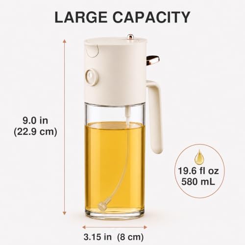 19.6Oz Olive Oil Sprayer for Cooking, 2-in-1 Pour & Spray Bottle