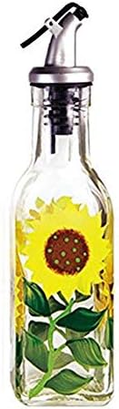 Grant Howard Hand Painted Square Cruet with Pourer, Sunflowers, 6 oz., Multicolor