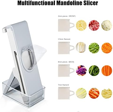 Safe Mandoline Slicer, Food Chopper Mandolin Slicer Cooking Tools, Vegetable Cutter, Stainless Steel Grater, Adjustable Julienne Slicer Kitchen Gadgets for Tomato Onion Potato Cheeses Fruit Chip