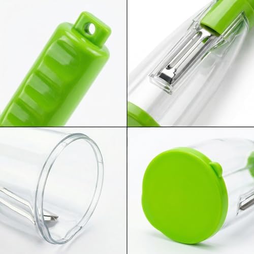 Vegetable Peeler with Container Set, 3 Piece Stainless Steel Fruit and Veggie Peelers with Skin Collector, Large and Small Storage Peelers for Kitchen