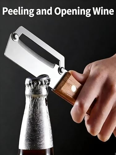 Wooden Peeler, Multi-Functional Vegetable Peeler For Kitchen, Thickened Wooden Handle Fruit Peeler, Ultra Sharp Stainless Steel Blades With Bottle Opener For Potato Pumpkin Papaya (1pc)