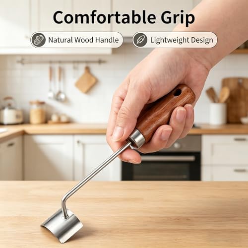 Corn Peeler 2026 Upgrade,Stainless Steel Curved Blade Corn Cob Stripper with Wooden Handle, Ergonomic Kernel Remover for Fresh, Cooked, or Frozen Corn(2pcs）