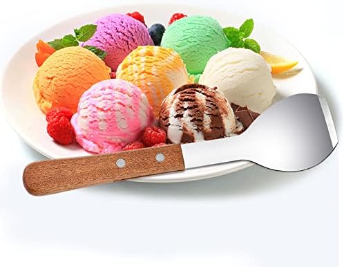 2 Pieces Ice Cream Scoop, Stainless Steel Ice Cream Shovel with Wooden Handle Metal Dessert Spade Butter Blade Cook Cake Scraper for Kitchen Party Wedding