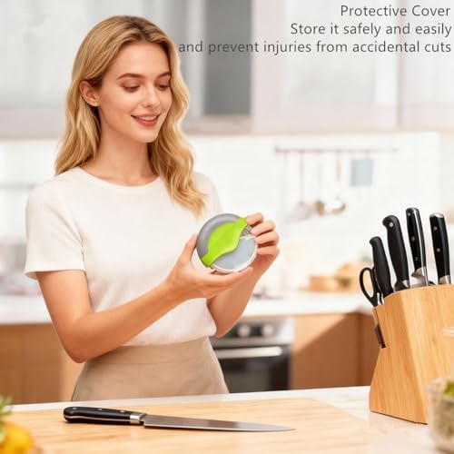 Bestac Premium Design Pizza Cutter Wheel - Razor Sharp Stainless Steel Slicer with Protective Blade Guard & Cover (Green)