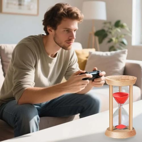 SuLiao Wooden Sand Timer 2 Minute Hourglass, Wood Red Sand Clock, Small Watch 2 Min Timer, Hour Glass Sandglass for Home, Reloj De Arena, Office, Decorative, Game, Classroom
