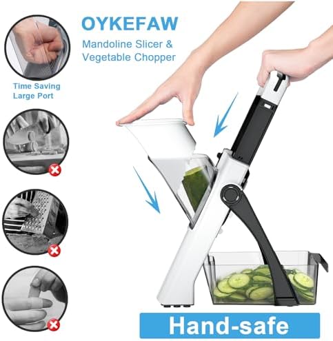 Safe Mandoline Slicer for Kitchen, Vegetable Chopper, Zucchini Spiralizer
