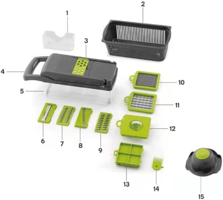 Multi-functional Vegetable Chopper with container, Salad Cutter & Fruit Slicer - Ultra-Sharp Stainless Steel Blades, Compact Onion Chopper & Potato Slicer, Versatile Kitchen Helper - BPA Free