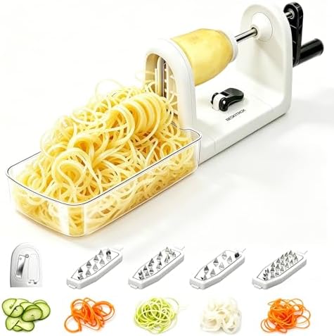2-in-1 Manual Veggie Spiralizer, Stainless Steel Zoodle Slicer Shredder