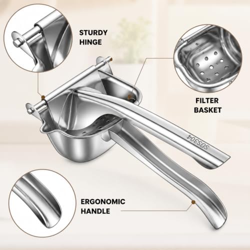 Manual Juicer Set - 304 Stainless Steel - With 10 Filter Bags & Food Tongs