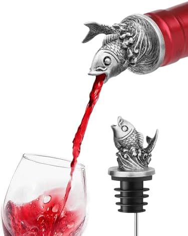 Animal Wine Pourer Spout, Drip Free Bottle Pourer & Stopper for Wine and Liquor Bottles, Funny Gift for Men, Dad, Hostess and Housewarming, Bar Cart Accessory for Holiday Party Decor, Multiple Animal