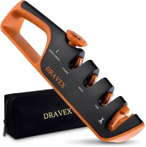DRAVEX 4-Stage Professional Knife Sharpener Adjustable Angle Guide