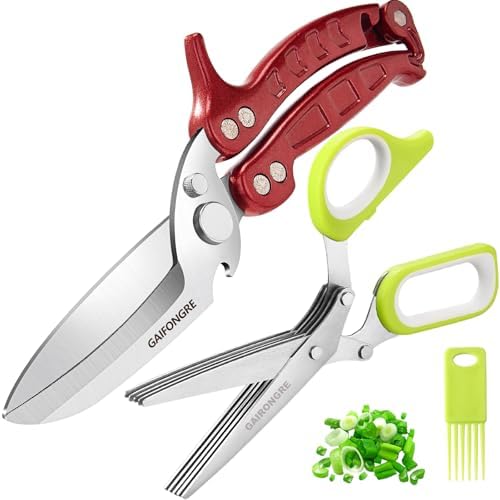 Heavy Duty Poultry Shears Herb Vegetable Salad Scissors 2pcs set ,Kitchen Shears for food Heavy Duty,Kitchen Scissors All Purpose,Chicken,Meat,Herb Salad Scissors for Chicken Turkey,Dishwasher Safe