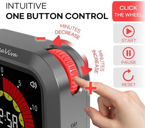 Visual Digital Timer, Large Color Display & Rechargeable, Magnetic Back & Silent Mode, 12 Hours Countdown/Up Stopwatch Timer for ADHD, Kids, Classroom, Kitchen, Work Productivity (Gray)