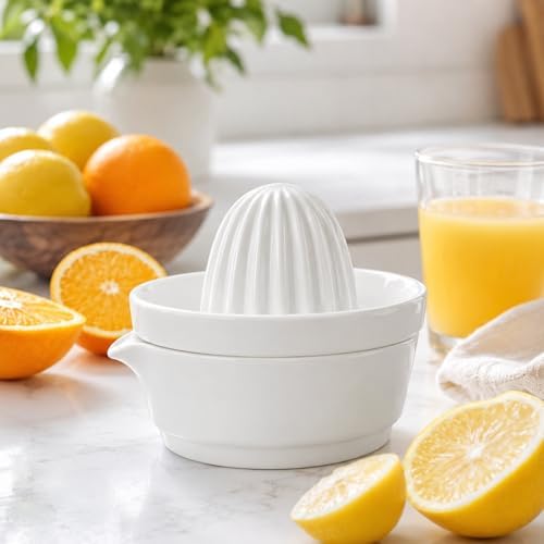 Garneck Ceramic Lemon Squeezer, Manual Citrus Juicer, Hand Press for Lemons, Oranges and Limes, Ideal for, Modern Kitchen Design, Durable Material, Simple