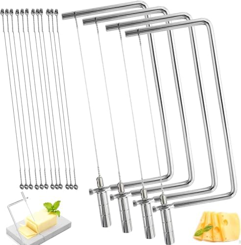 Cheese Cutter Board Accessories Kitchen Knife Marble Block Cheese Slicer Stainless Steel Components DIY for Making Giftable Cheese Cutting Boards with Hardware Cheese Slicer Kit(4Slicer+16Wires)7.5“