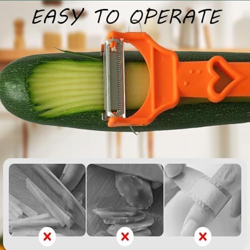 Pelador Multifuncional 2-En-1, Set Patient Peeler, Vegetable Peeler Julienne Cutter, Lemon Squeezer, 3 in 1 Multifunctional Kitchen Tool, for Fruits and Vegetables Potato Spiralizer(3)