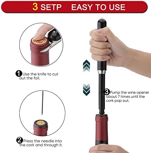 2-in-1 Air Pressure Wine Opener with Foil Cutter,Portable Wine Corkwscrew