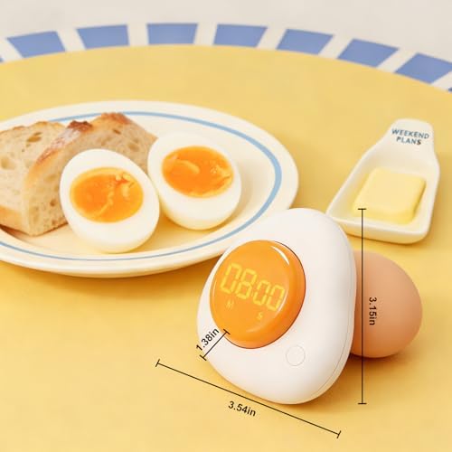 QANYI Egg Timer - Magnetic Kitchen Timer with Large LED Display & Preset Buttons (8 Min Soft Boiled), Easy Manual Rotating Dial for Medium/Hard Boiled, So Simple for Seniors Kids, Fun Cooking Gadget