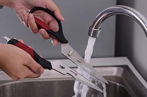 Kitchen Scissors - Heavy Duty Shears for Cutting Chicken, Poultry, Food, Meat - Black Handle