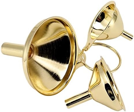 Stainless Steel Funnel Set, 3 Piece Narrow Spout Gold