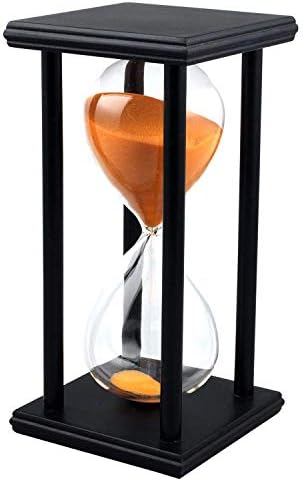 Lodunsyr Sandglass 60 Minutes Timer Hourglass for Ornament Decoration Restaurant Living Room Home Closet Office Desk Bedroom Party Festival Christmas Wooden Frame Sand Timer Clock Orange