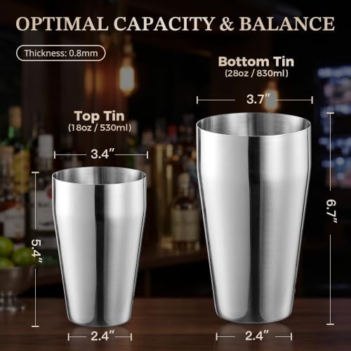 KITESSENSU Cocktail Shaker Set, 2-Piece Boston Shaker Set for Drink Mixing