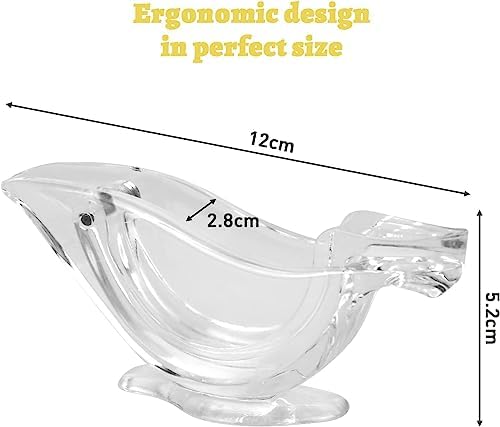 Manual Lemon Juicer, Acrylic Manual Lemon Slice Squeezer, Portable Transparent Fruit Juicer, Elegance Bird Shape, Hand Juicer for Orange Lemon Lime Pomegranate (2 Pack)