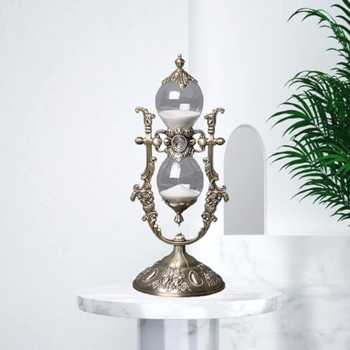Sanduhr 15 Minuten,Hour Glass,Metal Vintage Hourglass,Hourglass Decor, Hourglass with Sand Embossed Metal Hour Glass Timer,for Home Desk Office Weddin Kitchen Timer (White Sand)