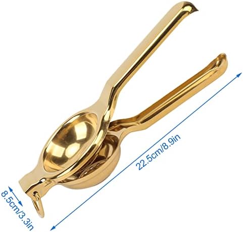 Lemon Squeezer, Stainless Steel Hand Press Citrus Juicer with Ergonomic Handle, Manual Fruit Press Squeezer for Juicing Oranges Lemons Limes(Gold)