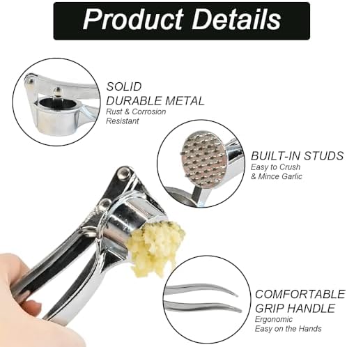 Armo® Stainless Steel Garlic Press Mincer Crusher Tool Professional Garlic Press Garlic Chopper Metal Garlic Crusher