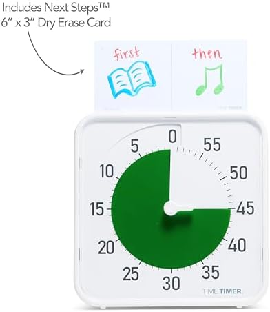 Time Timer Original 8" Visual Countdown Timer – Medium 60-Minute Silent Classroom Visual Timer for SEL, Emotional Regulation, Focus, Calm Transitions, ADHD, Autism – (Green & White)