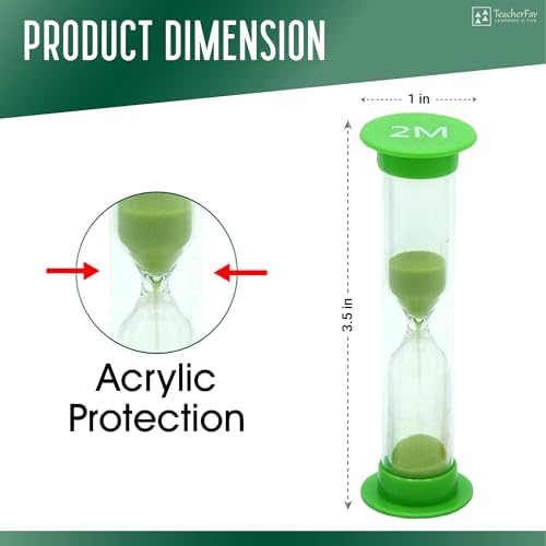Sand Timer for Kids Set of 3 Small Colorful Hourglass Acrylic Covered Clock 1Min 2Min 5Min for Classroom, Home & Kids Room