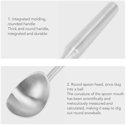 Ice Cream Scoop, Metal Ice Cream Scooper, Stainless Steel Ice Cream Scoop, Nonstick Anti Freeze One Piece Scooper Spoon, Long Handle Ice Cream Ball Spoon for Ice Cream, Cookie Dough, Sorbet (Silver)