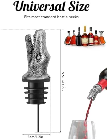 Animal Wine Pourer Spout, Drip Free Bottle Pourer & Stopper for Wine and Liquor Bottles, Funny Gift for Men, Dad, Hostess and Housewarming, Bar Cart Accessory for Holiday Party Decor, Multiple Animal