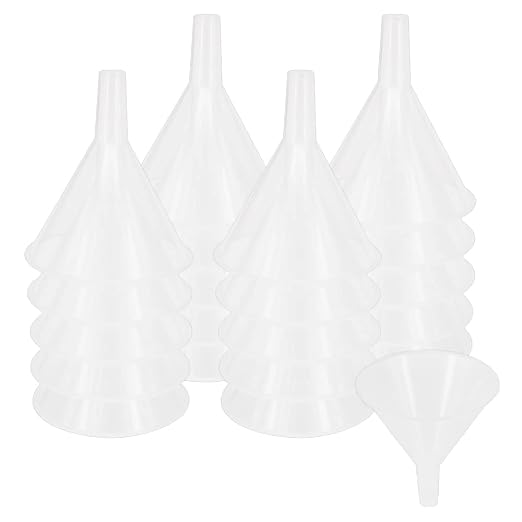 zmybcpack 20 Pack Multi-Purpose Plastic Funnels with Long Reaching Spout (4.7”) for Water Bottle, Spices, Powder Easy and Smooth Content Transfer by
