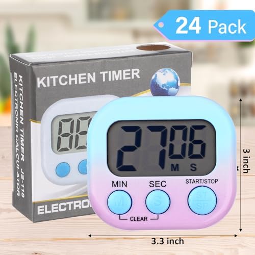 Weewooday 24 Pcs Digital Kitchen Timer Bulk, Gradient Color