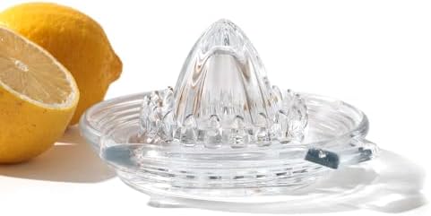 Glass Lemon Manual Juicer, for Orange, Grapefuit, Small Citrus, Extractor Manual Hand with Handle and Pour Spout, Kitchen Bar Drink Preparation Tool (1)