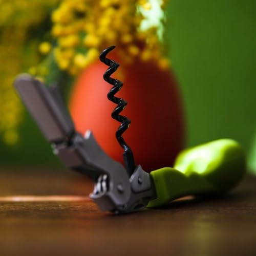 Capabunga Silicone Corkscrew Wine Opener - Green Ergonomic Cork Screw Wine Bottle Opener, Manual Wine Openers to Displace Less Cork, Wine Key for Bartenders and Home, Wine Accessories for Wine Lovers